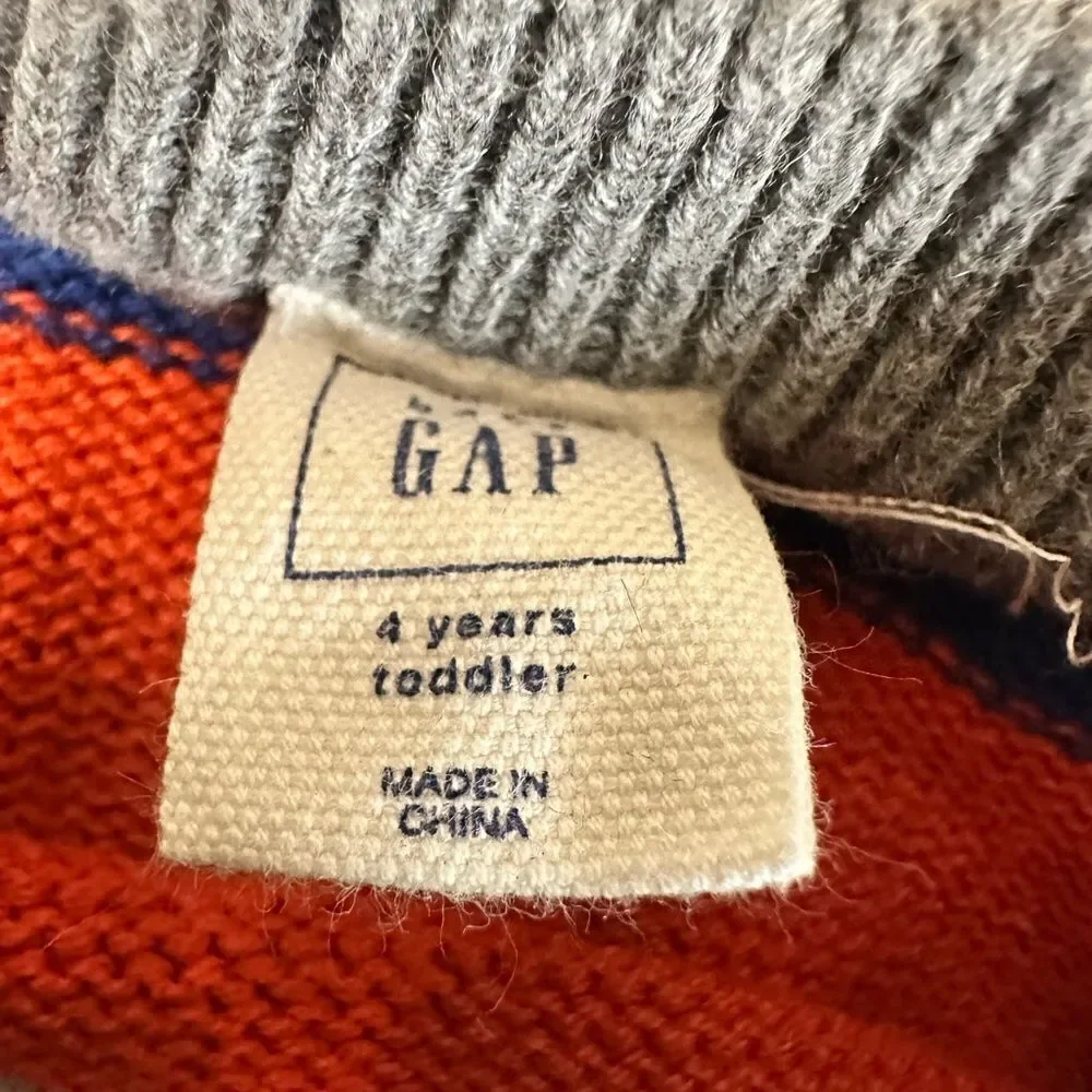 EUC Gap Kids Toddler Boy Gray Multi Color Striped Long Sleeve Sweater- Size 4T